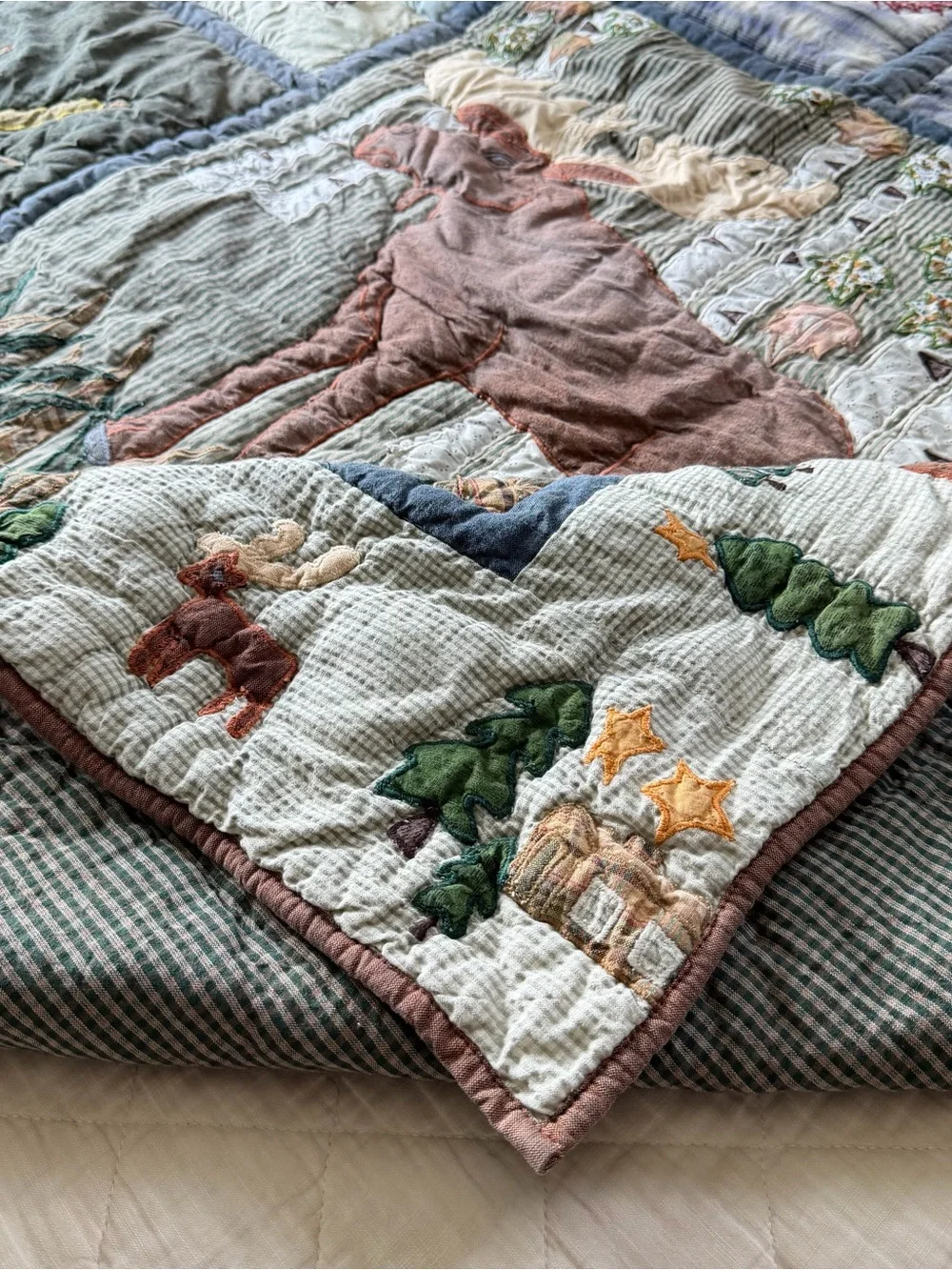 Rustic Lodge Moose Duck Applique Quilt 52x62 Cabin Woodland Wildlife Throw